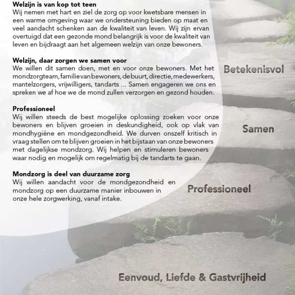 Visie mondzorg op basis van algemene visie van het WZC